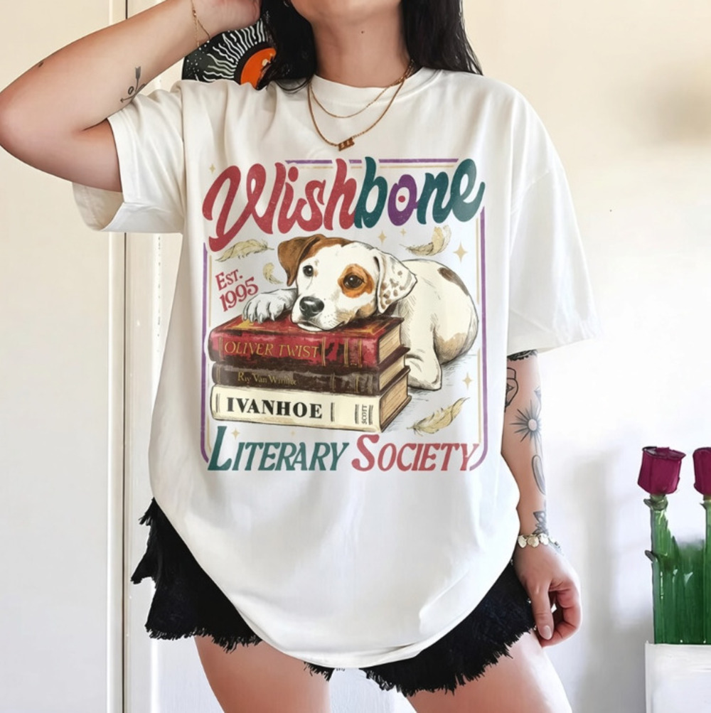 Wishbone Literary Society Comfort Colors T-Shirt, 90s Nostalgia Dog  Graphic Tee